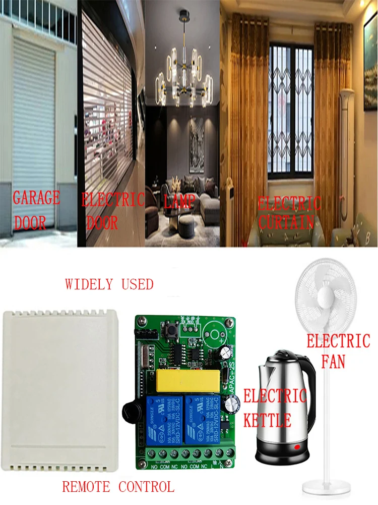 Bezprzewodowy pilot zdalnego sterowania LED, 2-kanałowy, 220 V AC, z wyjściem przekaźnikowym 10A, nadajnik radiowy i odbiornik 433 MHz, zasięg 2000 m. — zdjęcie produktu 6