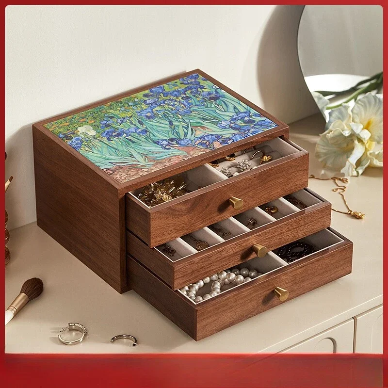 Jewelry box, necklace, stud earrings, bracelet, multi-layer large-capacity jewelry storage box.