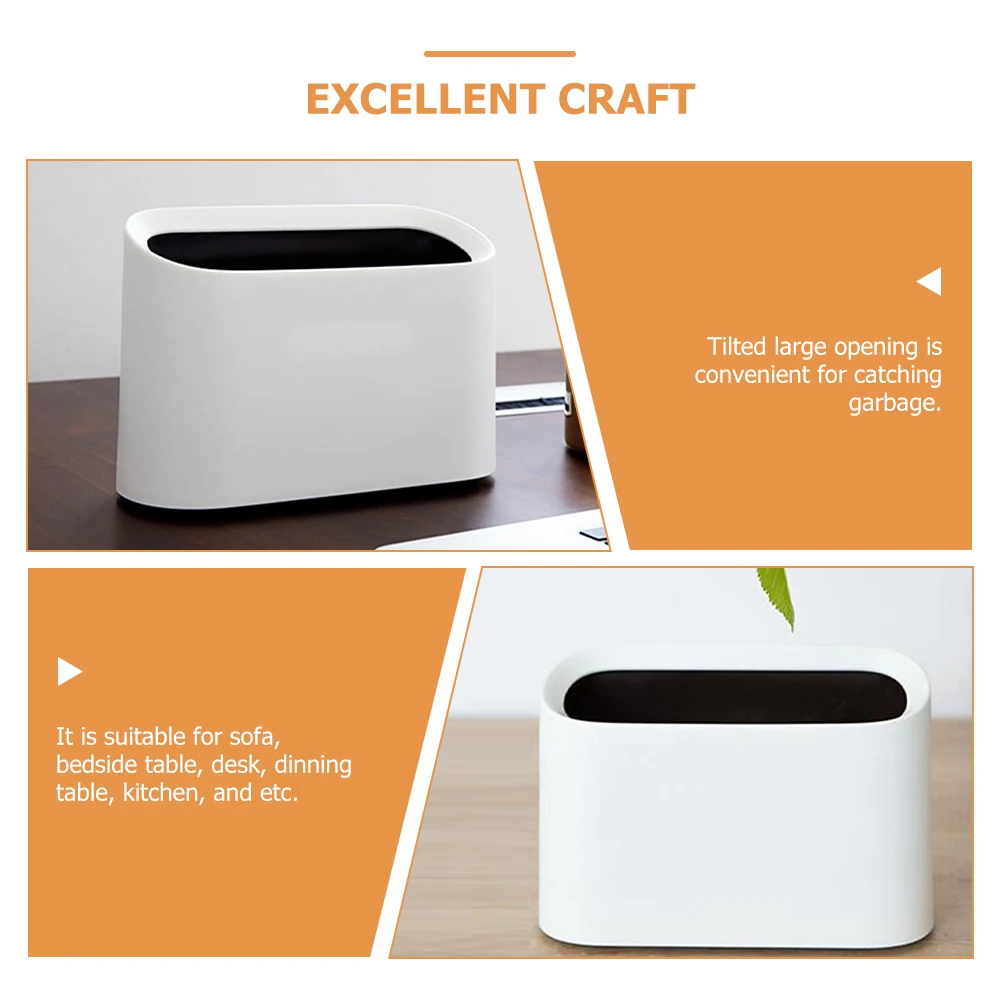 

Sturdy Multi-purpose Vehicle Trash Can Large Capacity Garbage Bin Tilted Opening Detachable Liner Desktop Small for Kitchen