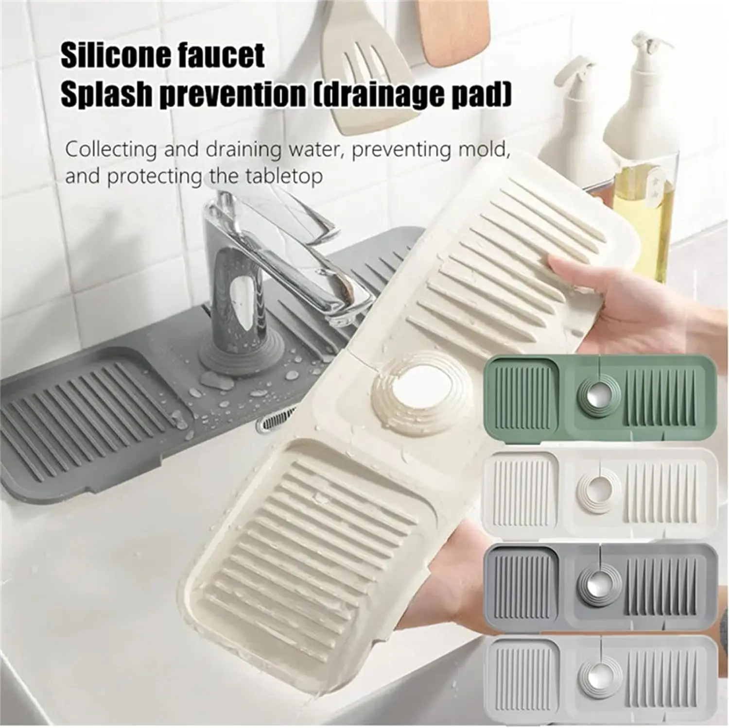 Silicone Draining Mat, Silicone Draining Mat for Kitchen Sink, Silicone Sink Faucet Mat Splash Guard