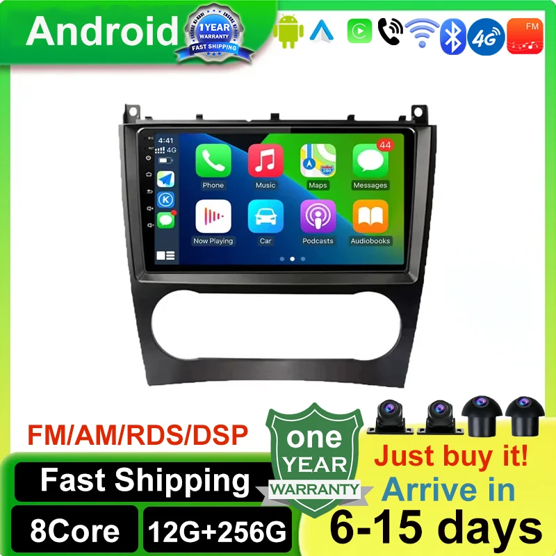 Android 14 Car Radio For Mercedes Benz C-Class C Class W203 W209 C180 C200 CL203 C209 A209 2004-2011 Multimedia GPS Navigation