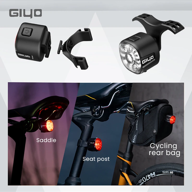 GIYO Bicycle Smart Brake Tail Light MTB Road Bike Auto Brake Sensing Light IPX6 Waterproof LED Warning Rear Lamp Colorful light