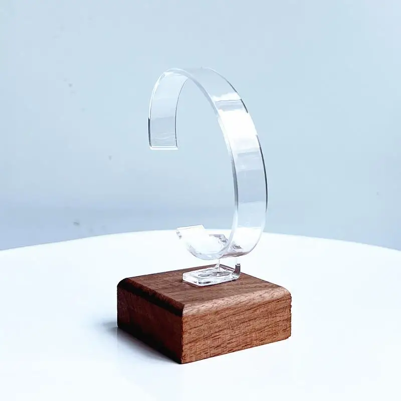 1 Stück Schmuck-Organizer aus Holz, C-förmiger Uhrenhalter, Ausstellungsständer für Armbänder, Ringe, Ohrringe, Uhrenständer aus Massivholz – Detail 2