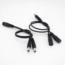 Cable divisor de alimentación para tira de luces LED CCTV, 1 hembra a 2 macho, 1 macho a 2 vías hembra, enchufe de CC, adaptador de fuente de alimentación