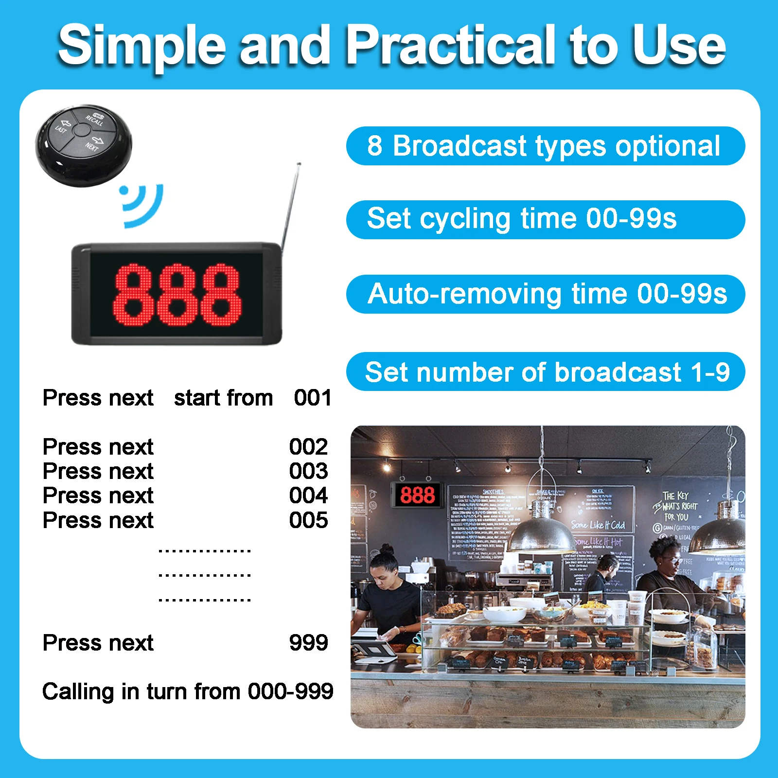 Waiting Number Calling System Queue Calling System Restaurant Pager  Queue Management System for Restaurant/Cafe/Clinic/Bank