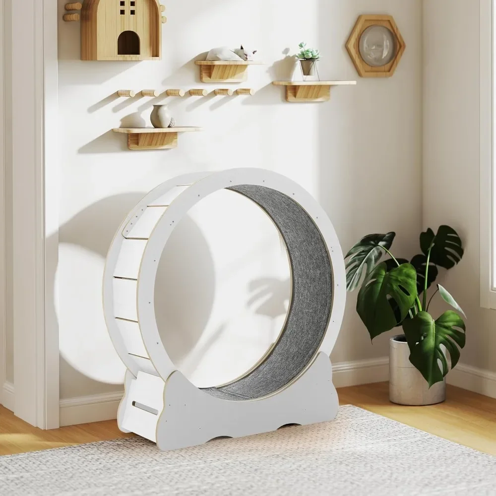 

Cat Wheel for Indoor Cats, Quiet Large Cat Treadmill with Detachable Carpeted Runway, 43.3” Exercise Running Wheel for Pet’s Hea