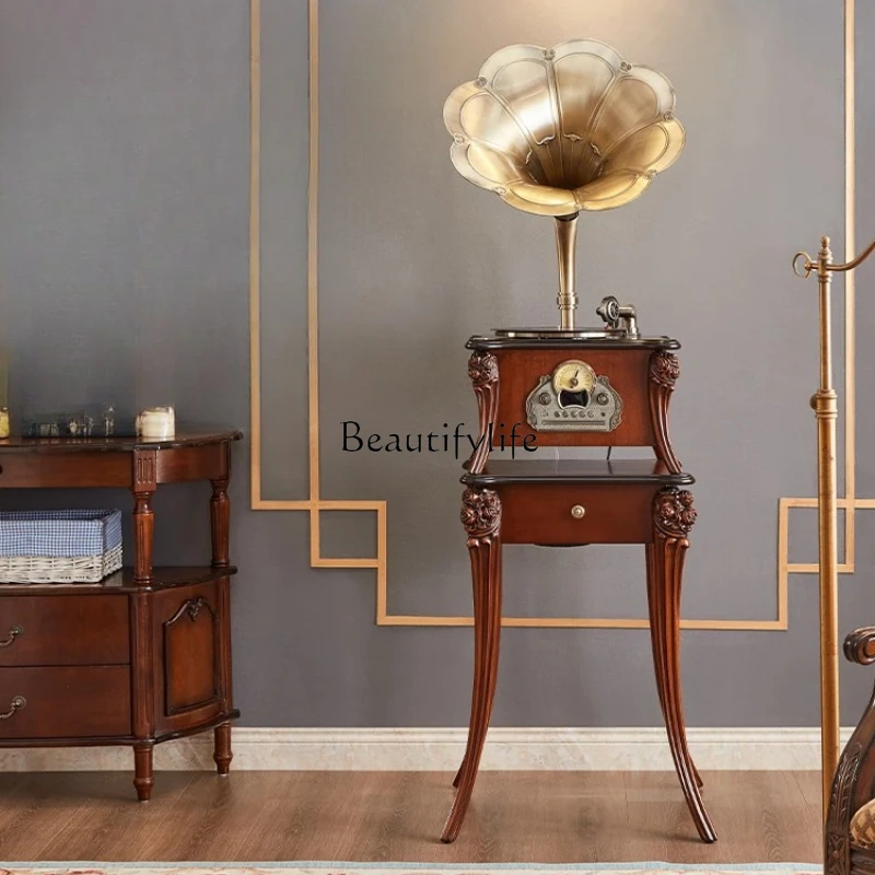 Light phonograph retro living room ornament retro phonograph creative HIFI audio cabinet vinyl record player