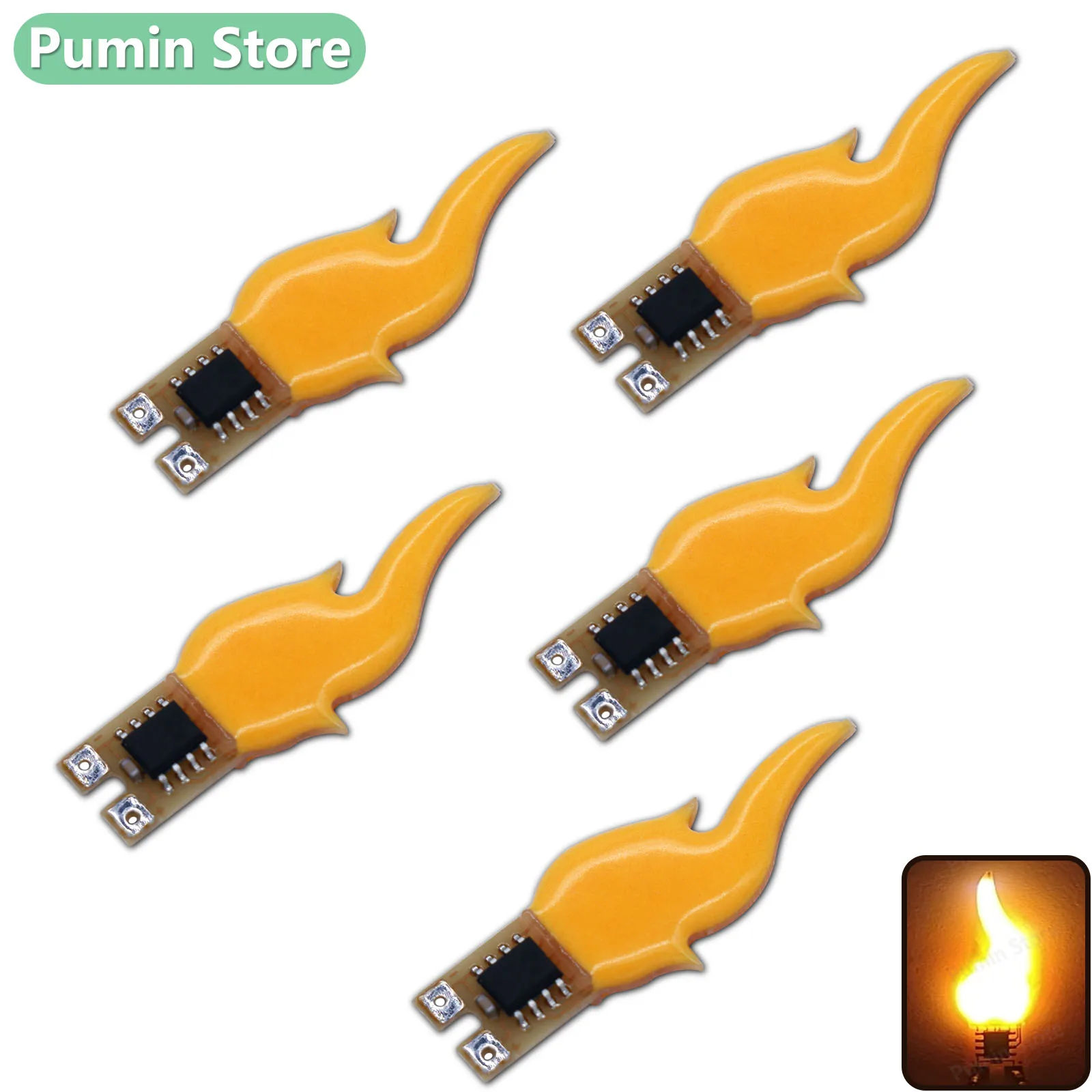 100PCS New LED Retro Candle DC3-5V Warm Yellow 1800K 20mA Home Flame Lamp DIY Decorative Light Source Lighting Accessories