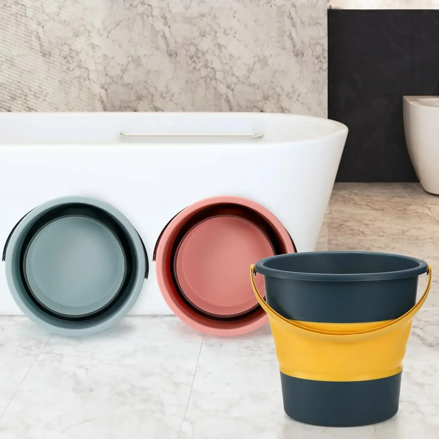 5/10/17L المحمولة للطي دلو متعدد الوظائف سميكة سيليكون دلو لغسيل السيارات وصيد الأسماك التخييم للطي دلو #6