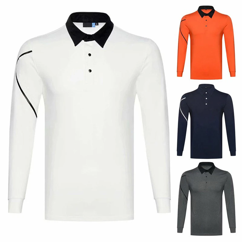 

Spring and Autumn Golf Clothing Men's Long sleeved Quick Drying Breathable Polo Shirt Sweatwicking T-shirt