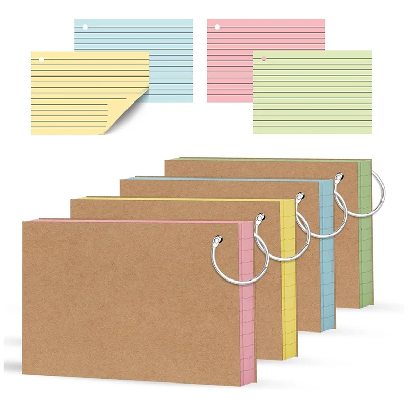 Ruled Index Cards 3X5 Inch Flash Cards Colored With Ring Lined Note Paper 200 Count For School Supplies