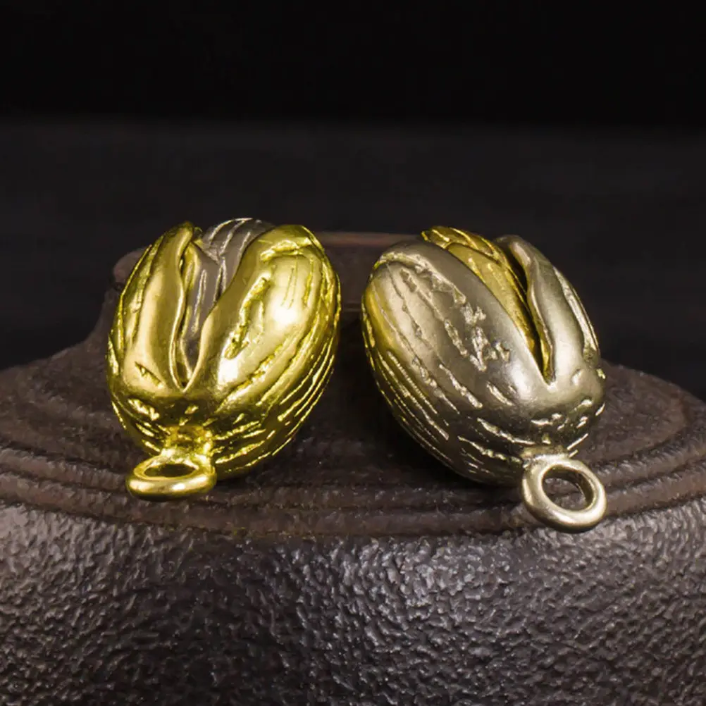 2Pcs Creative Copper Keychain Pendant Pistachio Shape Fashion Key Ring Hanging Accessory Keychain Pendant Fashion Key Chain