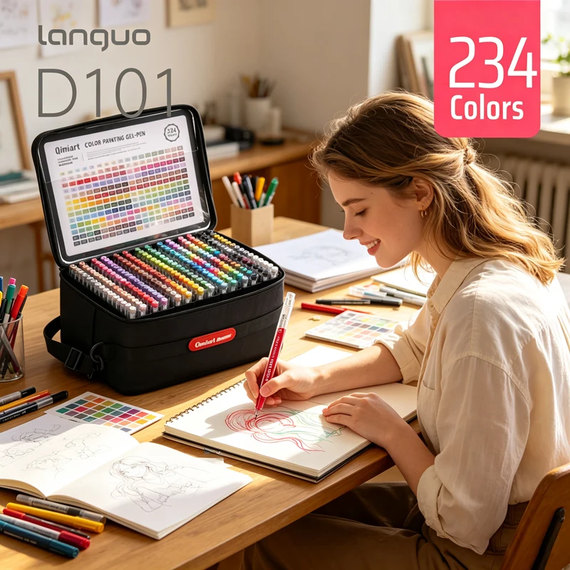 Languo 234 Colors 252Pcs Gel Pen Set,0.6mm Morandi Handbook Drawing Pens,Art Stationery for School & Office Creation