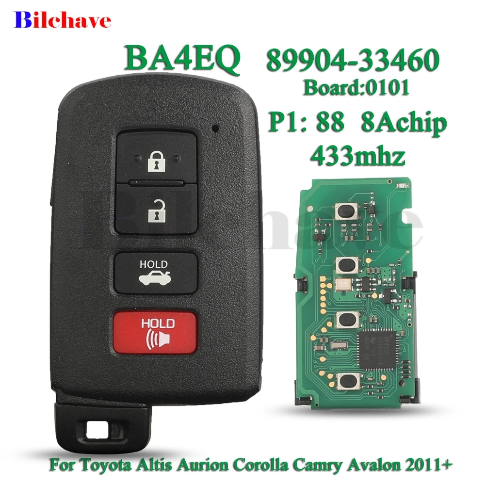 

jingyuqin BA4EQ Smart Key Fob P1: 88 ID8A 433mhz 0101 89904-33460 For Toyota Altis Aurion Corolla Camry Avalon 2011+ Keyless Go