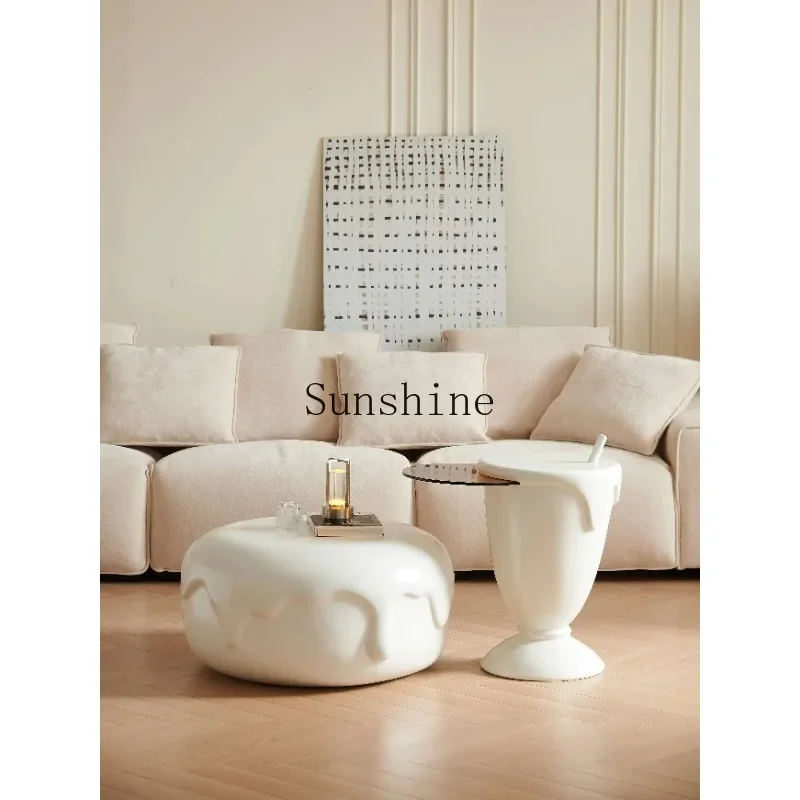 Simple modern wabi-sabi wind creative coffee table small apartment living room cream small side table