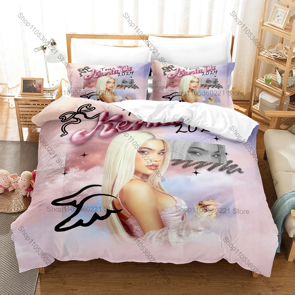 Cool Mexican Latin Pop Singer Kenia OS K23 Studio Album Futuristic Cyber Cover Collage Bedding Set 1 Duvet Cover + 2 Pillowcases