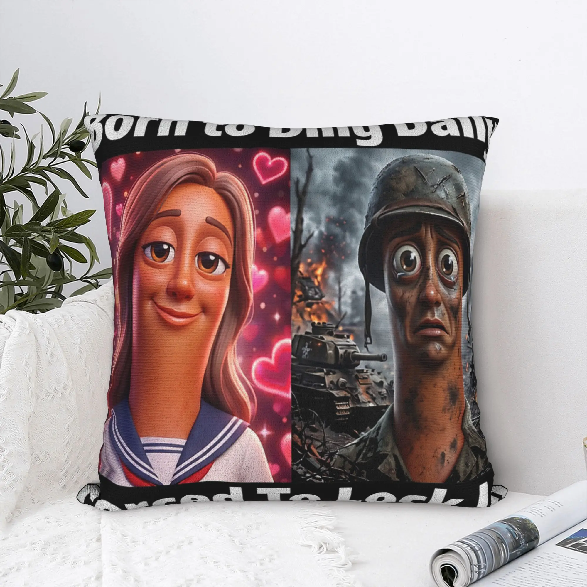 Pillow Cover Born to Dilly Dally Forced to Lock in Tung Tung Sahur  Novelty Pillow Case For Sofa Car Home Decor Pillowcases