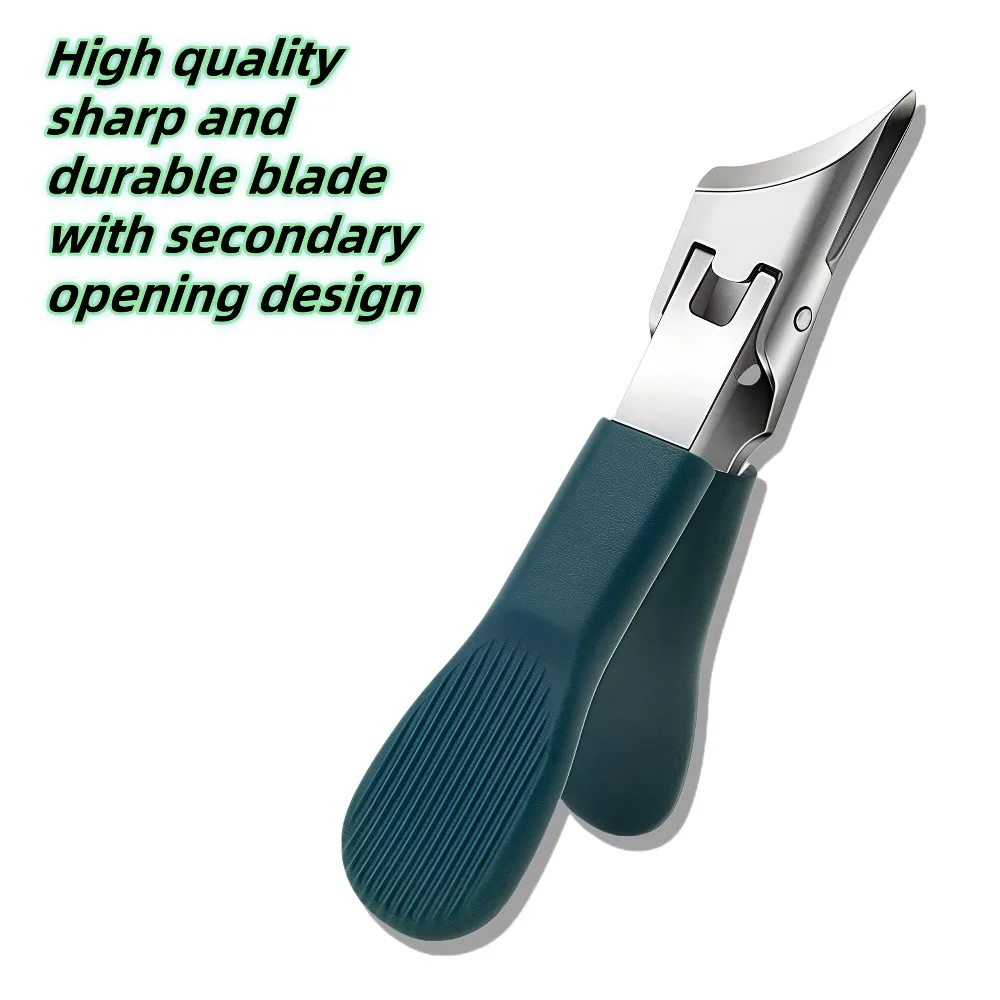 Cortauñas de apertura amplia a prueba de salpicaduras, punta inclinada de acero inoxidable, cortauñas duras y gruesas profesionales, herramientas para uñas