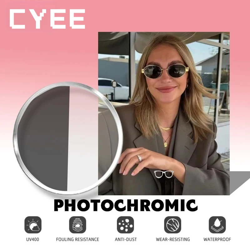 

CYEE Anti Blue Light Rays Photochromic Series Progressive Lens 1.56 1.61 1.67 1.74 Prescription CR-39 Resin Aspheric Lenses
