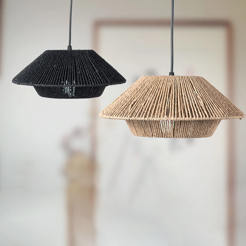 Boho intrecciato a mano in Rattan paralume lampadario copertura della luce paralume per ristorante lampade a sospensione paralumi accessori per