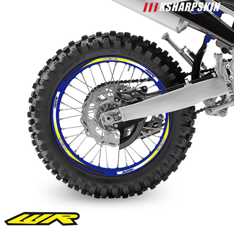 Adesivi a righe riflettenti con anello interno per pneumatici per moto decalcomanie impermeabili multicolori per YAMAHA WR 250R WR 250F WR 450F