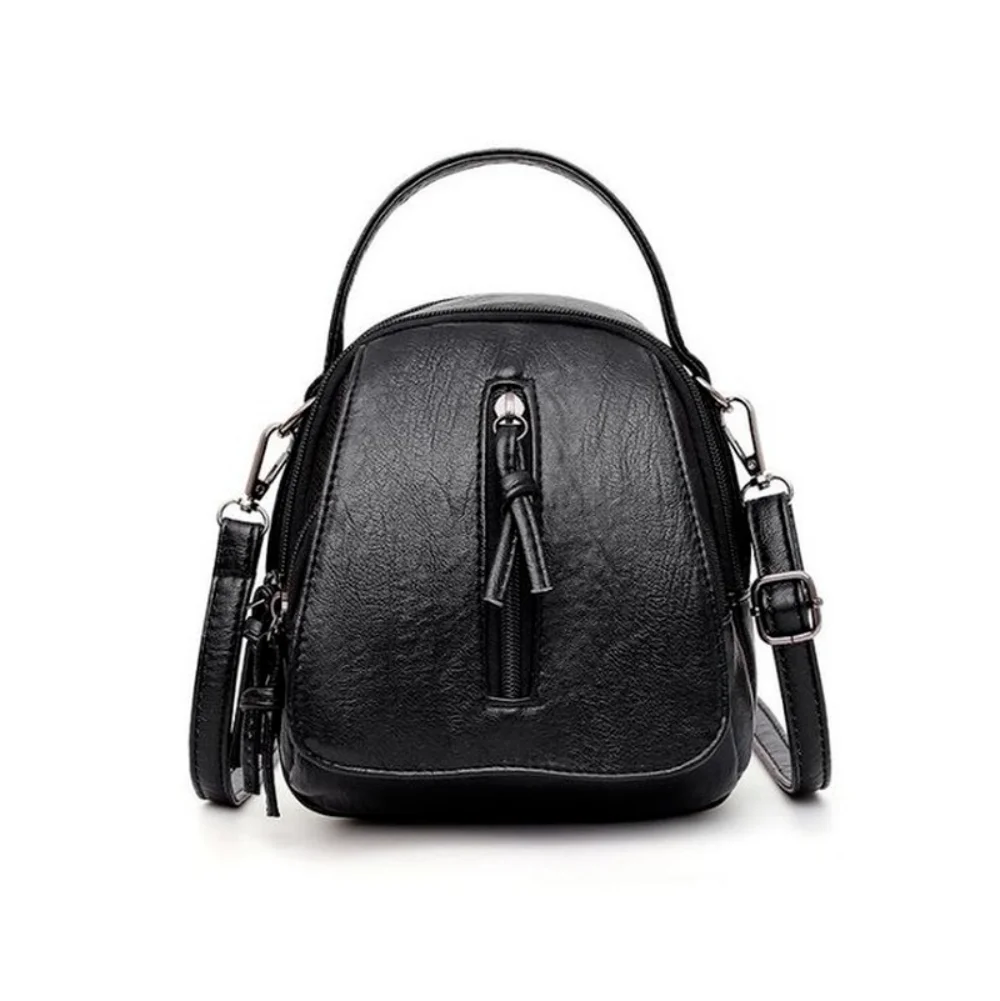 Vintage Soft Leather Shoulder Bags for Women Multi-compartment Female Handbags Small Crossbody Tote Zipper Bags