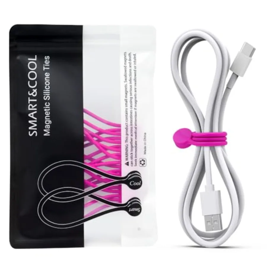 Reusable Silicone Magnetic Cable Ties for Bundling and Organizing, Holding Stuff, Book Markers, Fridge Magnets, Assorted Color,