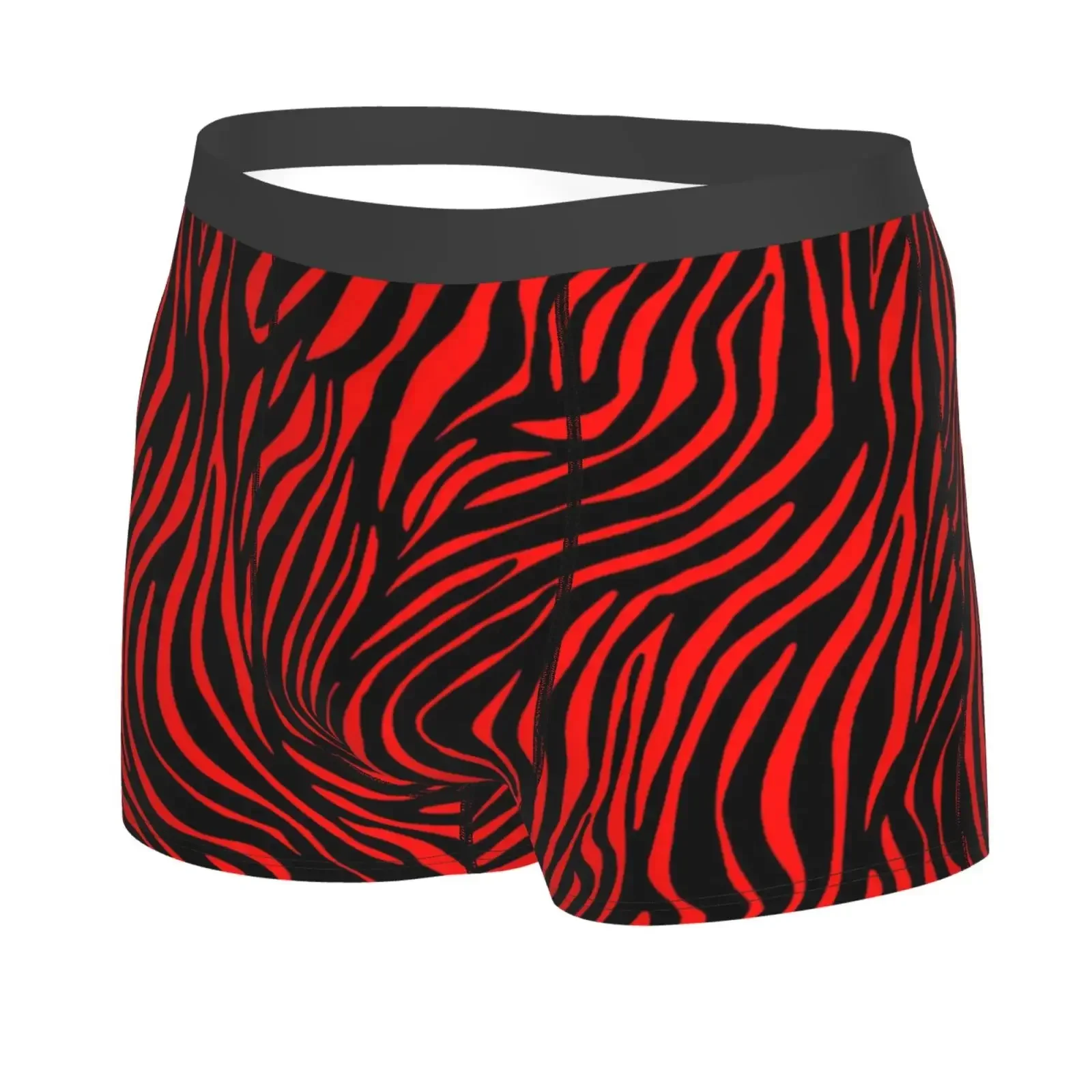Red Zebra Print Men Printed Boxer Briefs Underwear Highly Breathable Boxer Shorts Panties Breathable Underpants For Homme