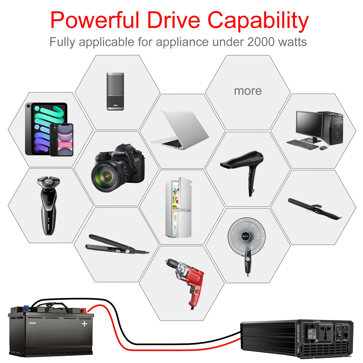 Imagem -04 - Inversor de Energia Solar de Onda Senoidal Pura 2000w dc 12v 24v 48v para ac 110v 220v Controle Bluetooth Novo