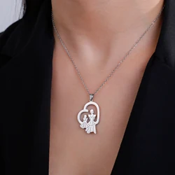 Unift Mother Daughter in Heart Necklaces Women Girl Stainless Steel Family Lover Jewelry Fashion Neck Chain Gift for Mom 2025