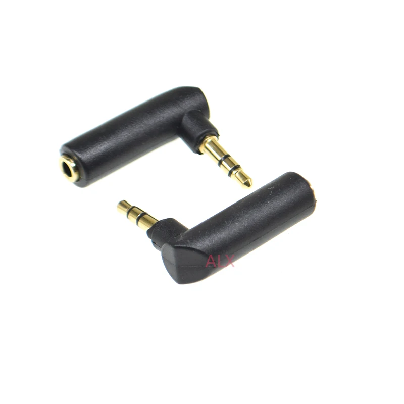 2pcs 3.5mm Audio Stereo Male To Female Right Angle Connector Plug To Jack Adpater  3 Poles