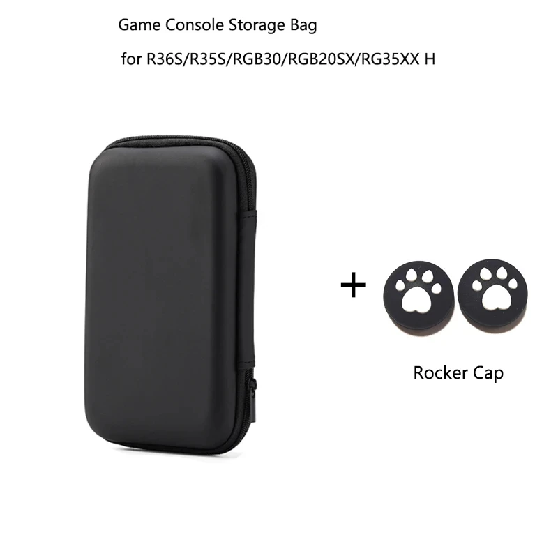 Portable Game Console Bag for R36S/R35S/RGB30/RGB20SX/RG353M/RG35XX H Storage Handheld Bag Shockproof Protective Case+Rocker Cap