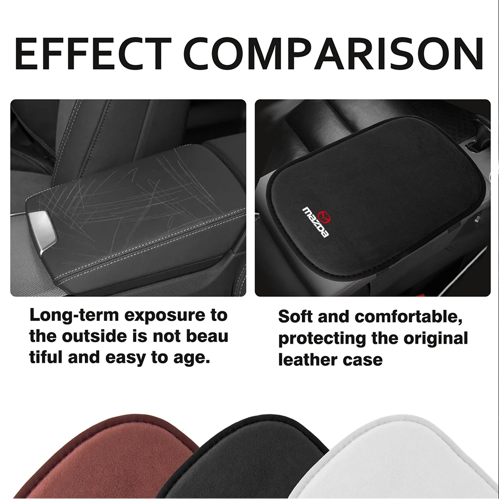 Car Armrest Box Protective Pad Fur Anti-slip Armrest Pad Protective Cover For Mazda MS 2 3 5 6 Axela CX-5 CX-3 Atenza Demio RX7