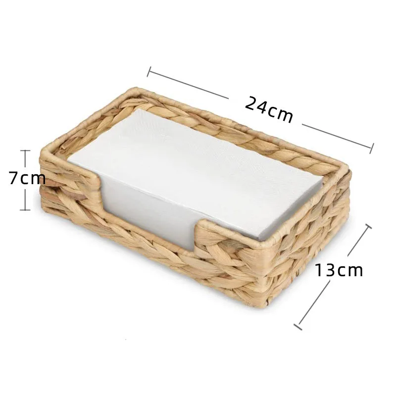 Water Hyacinth Napkin Holder Wicker Baskets Rustic Wicker Paper Hand Towels Storage Tray Woven Napkin Holder Tray for Kitchen