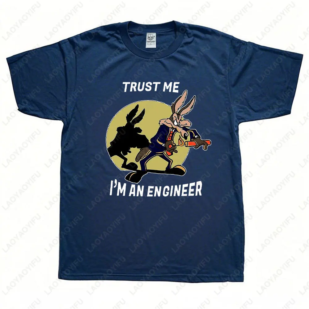 ثق بي أنا مهندس عربة ذئب القطن تي شيرت البلوز البيسبول البلوز الرجال النساء للجنسين فضفاض صديقها هدية قميص #4