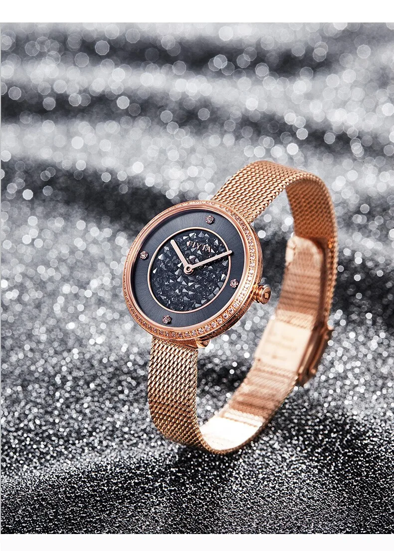 ساعات كوارتز للسيدات من FIYTA، كريستال الياقوت، مقاومة للماء بطول 30 مترًا، ساعات فاخرة وعصرية للنساء