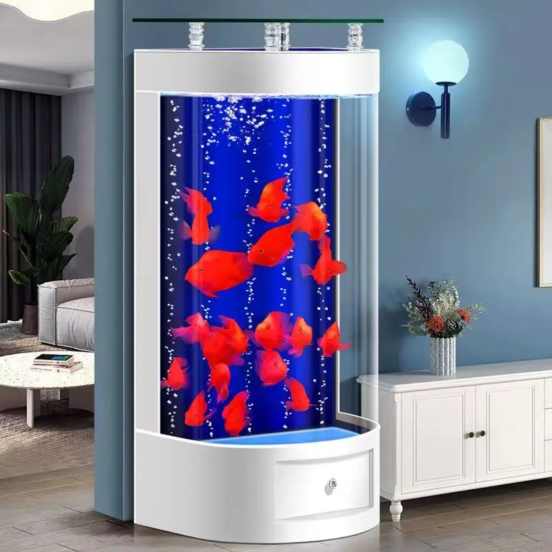 2023 new semi-circular fish tank living room back filter lazy water-free ecological aquarium