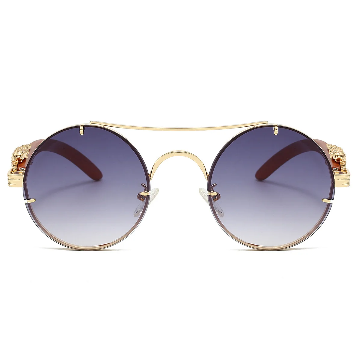 Neue Vintage Runde Sonnenbrille Für Männer Frauen Doppel Balken Leopard Kopf Modische Trendy Hohe Qualität UV Beständig Fahren Glasse – Detail 4