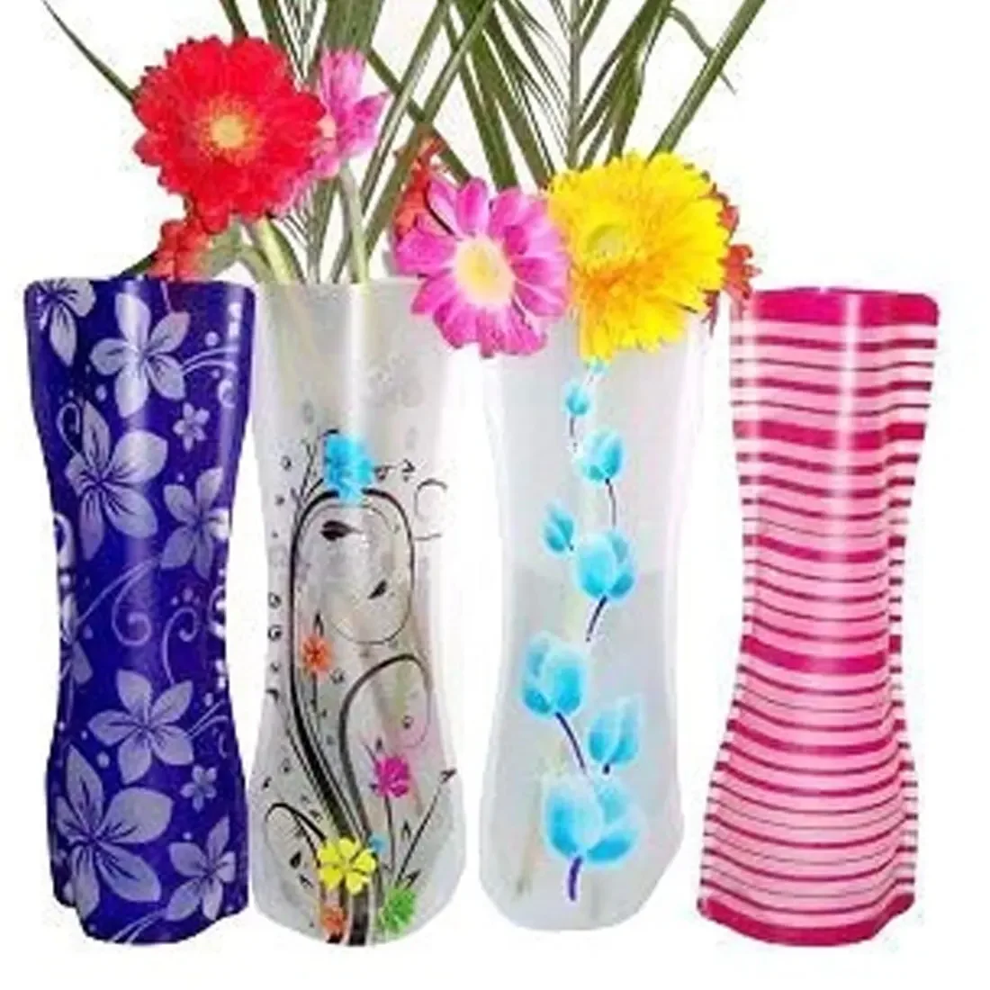 1PC Color Random PVC Folding Durable Flower Vase  Foldable Flower Vase For Home Wedding Party Decoration Easy to Store home vase