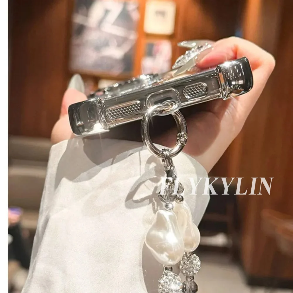 Luxus Armband Stoßfest Telefon Fall Für Xiaomi Redmi Hinweis 14 Pro 13 14 Pro Plus 14S 4G 5G Glitter Herz Spiegel Abdeckung