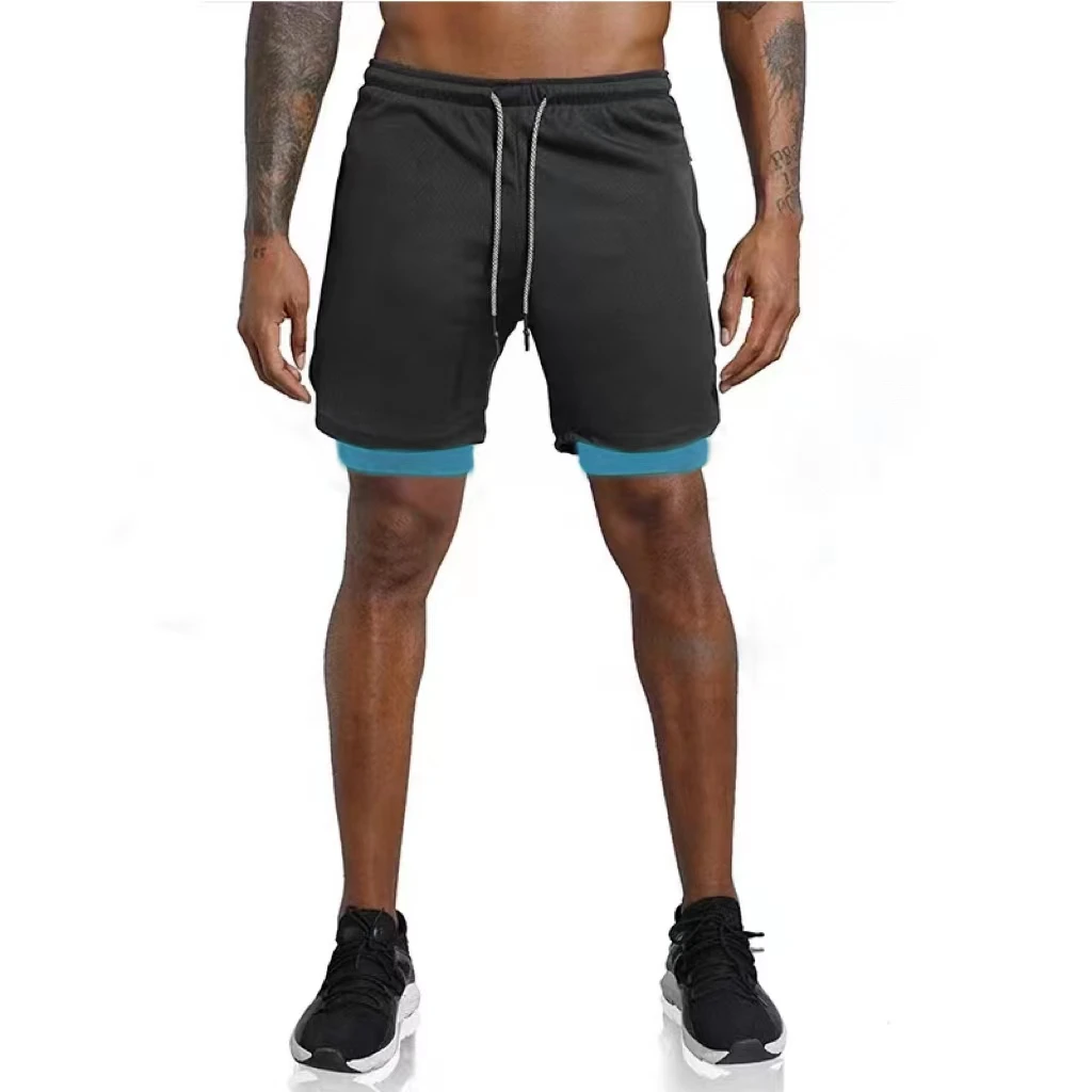 Men Sport Shorts Summer Sportswear 2 In 1 Short Pant Double-deck Training Workout Clothing Male Tight Gym Fitness Running Shorts