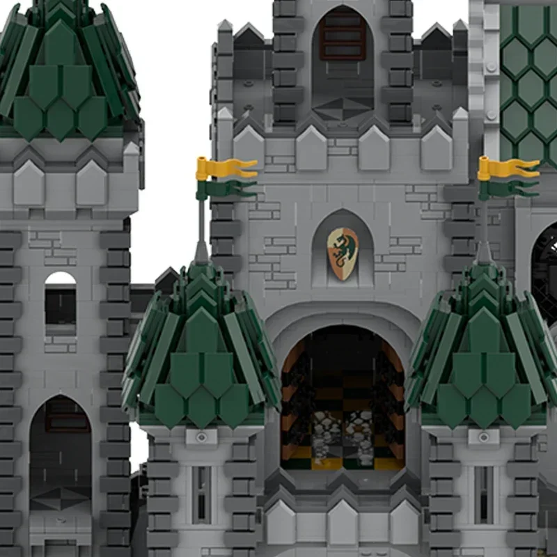 Tijolos técnicos moc fortaleza modelo dragão verde fortaleza modular blocos de construção presentes brinquedos para crianças conjuntos diy montagem