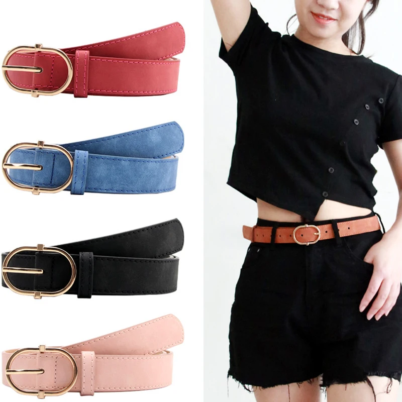 

New High Quality PU Leather Female Belt Strap Black Brown Green Women Belts Ladies Dress Belt Girls Pants Jean Waist Belt