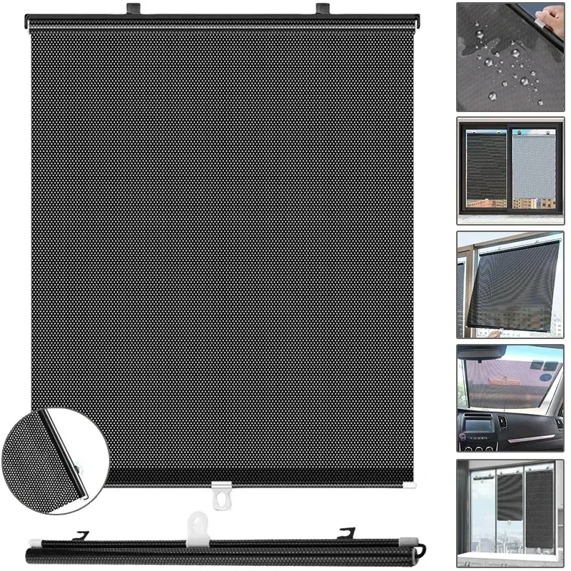 Car Side Window Sunshade, Retractable Car Roller Sunshade, UV and Sun Protection Sunshade Car Curtain, Car Travel Accessories