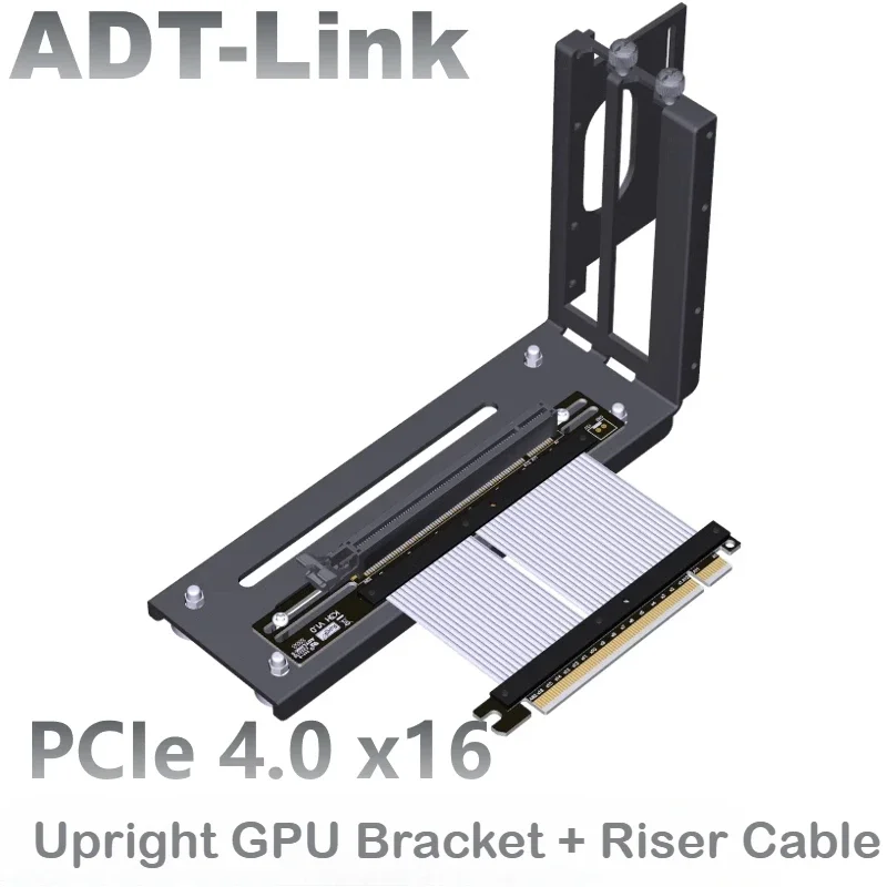 Universal ADT Riser PCI-E x16 ATX Upright Graphics Card Vertical Bracket GPU Holder+GEN4 PCIE4.0 16X Riser Adapter Cable 15~50CM