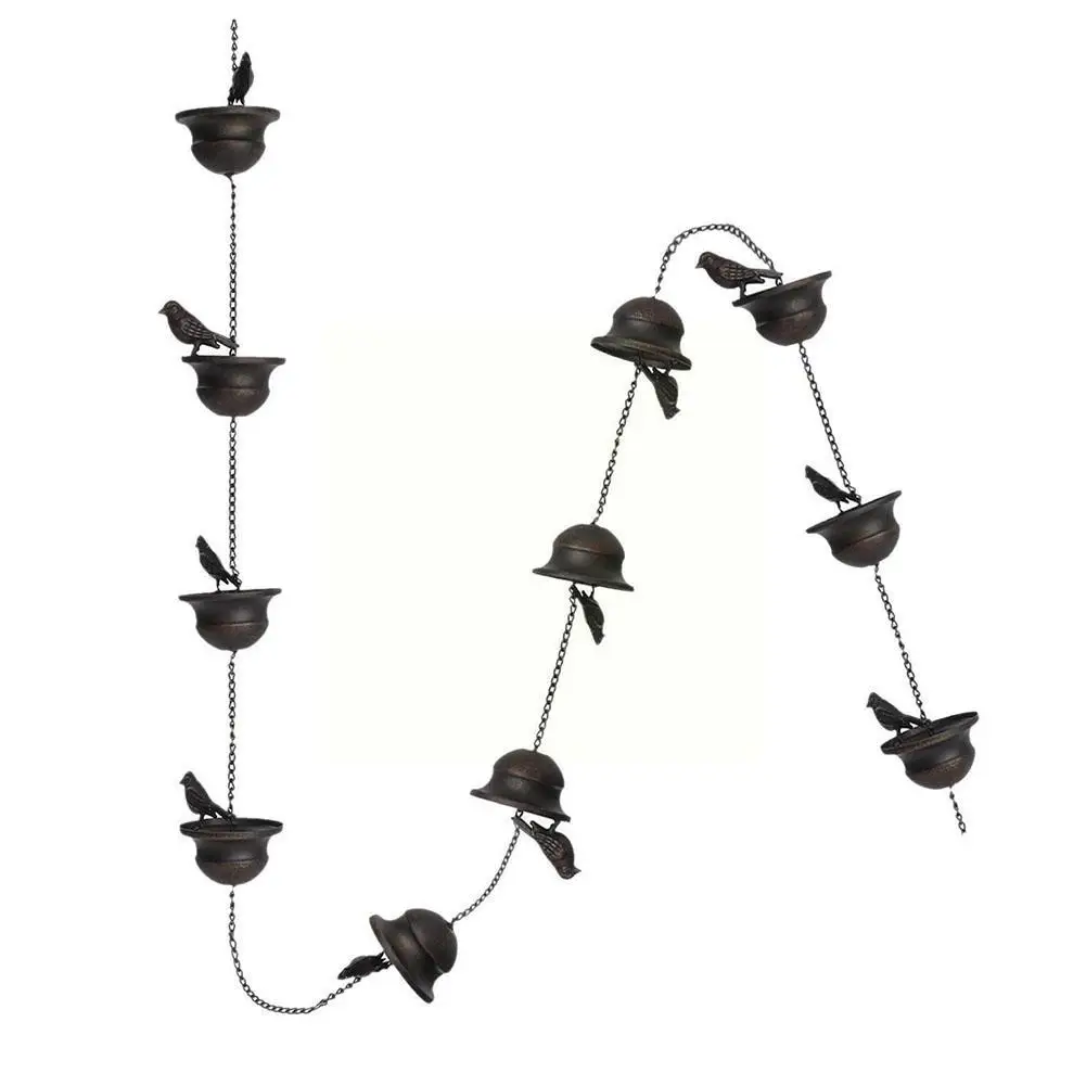 2.4M Mobile Birds Outdoor Rain Chain Outdoor Hanging Rainwater System Chain Decoration Collection Decorative Lanyards Drain Y5R5