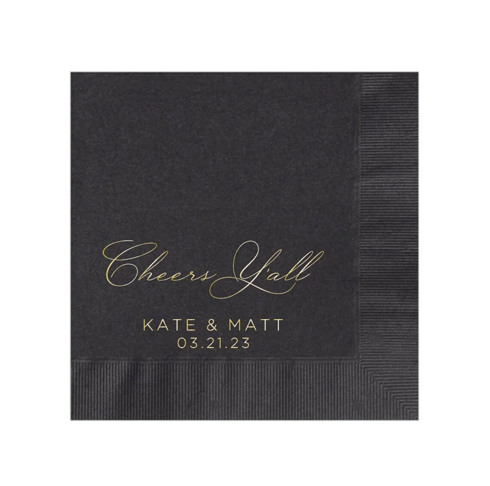 

50PCS Personalized Napkins Wedding Napkins Custom Monogram Cheers Y’all Rehearsal Dinner Beverage Cocktail Luncheon Dinner Guest