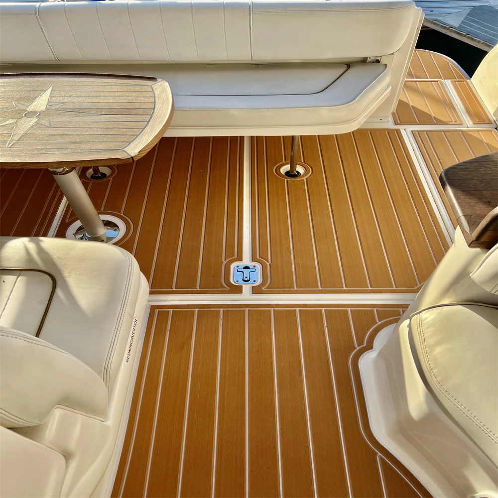 1997-2001 Sea Ray Sundancer 290 منصة السباحة قمرة القيادة وسادة قارب إيفا خشب الساج الطابق SeaDek MarineMat نمط ذاتية اللصق