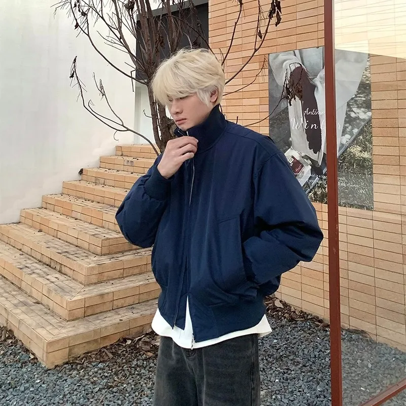 

Thickened Cotton Stand Collar Jacket Men's Winter American Pilot Coat Warmth Guaranteed Long Sleeve Zipper Closure Casual Style