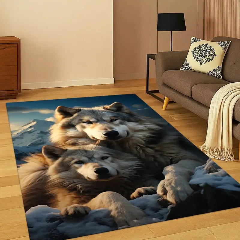 Viking Wolf Fenrir Cartoon Carpet Rug for Bedroom Living Room Sofa Playroom Doormat Home Decor, Game Area Rug Non-slip Gift